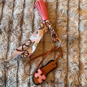 Faux Leather Designer Sandal w/ Scarf Bag Charms,NIP